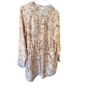 J.Jill Sheer Linen Blend Tunic Jacket Floral Glow Ethereal Spring Size M